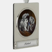 ケシャンドプレイタイ絵画ムのアイテム – かわいいオリジナルドッグアート シルバープレートバナーオーナメント (右)