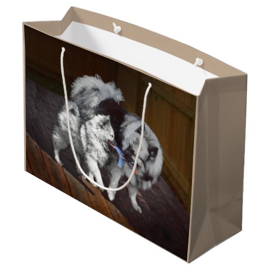 ケシャンドプレイタイ絵画ムのアイテム – かわいいオリジナルドッグアート ラージペーパーバッグ (裏面アングル)