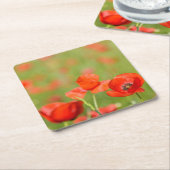 ケシ分野のコースターのケシ スクエアペーパーコースター (アングル)