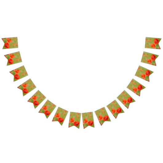 ケシ分野の鮮やかなケシ バンティングフラッグ (全)