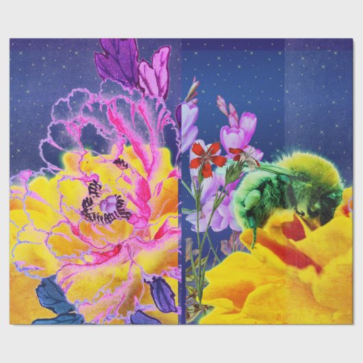 ケシ及びミツバチ包み紙 ラッピングペーパー (シーム)