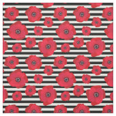 ケシ及び黒のストライプ-継ぎ目が無いパターン ファブリック (見本)