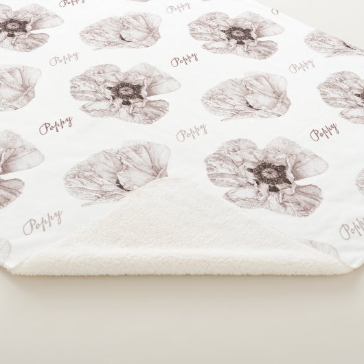 ケシ図解入りの、写真付きのの花 シェルパブランケット (3/4)