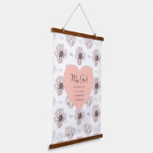 ケシ図解入りの、写真付きのの花 吊り下げ型タペストリー (傾斜あり)