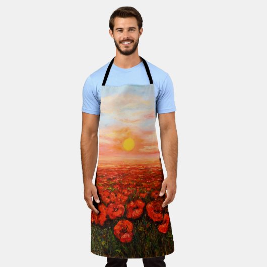  ケシ油絵  エプロン (着用した状態)