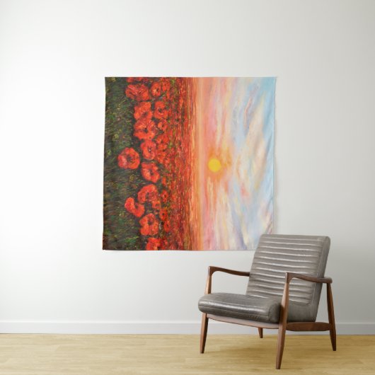  ケシ油絵  タペストリー (インサイチュ(横))