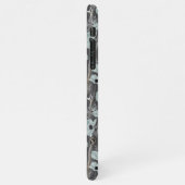 ケシ灰色ブルーブラックウォーター色の花 iPhoneケース (左側)