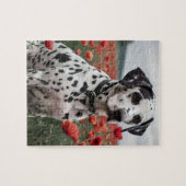 ケシ畑でハンサムなダレメド犬 ジグソーパズル (横)