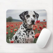 ケシ畑でハンサムなダレメド犬 マウスパッド (マウス)
