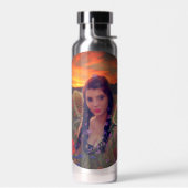 ケシ畑の妖精の日没ファンタジーアート ウォーターボトル (左面)