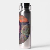 ケシ畑の妖精の日没ファンタジーアート ウォーターボトル (背面)