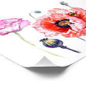 ケシ畑の花フローラ水彩アート フォトプリント (角)