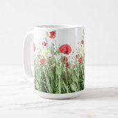 ケシ畑自然開花花 コーヒーマグカップ (正面左)