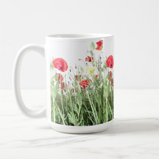 ケシ畑自然開花花 コーヒーマグカップ (左)