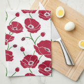 ケシ畑（赤） キッチンタオル (四つ折り)