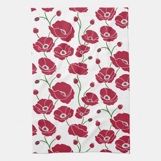 ケシ畑（赤） キッチンタオル (縦)