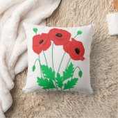 ケシ花かわいい花の柄 クッション (ブランケット)
