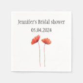 ケシ花ケシ花水彩レッドブライダルシャワー スタンダードカクテルナプキン (正面)