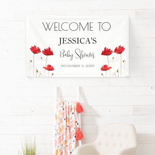 ケシ花ケシ赤ちゃんシャワー歓迎サイン 横断幕 (インサイチュ)