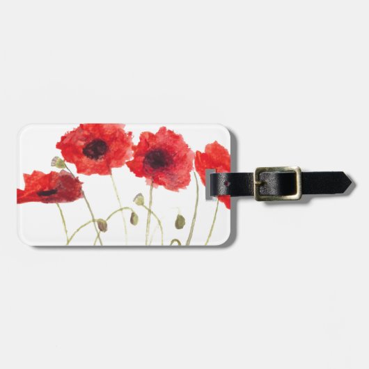 ケシ赤い花水彩ワイルドフラワー素朴 ラゲッジタグ (正面横)