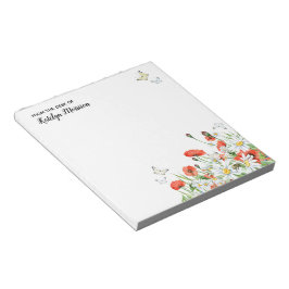 ケシ類、山花、蝶のフローラ ノートパッド