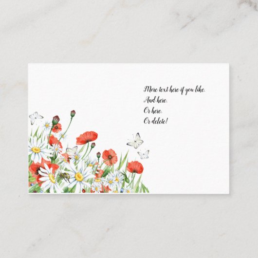 ケシ類、野の花、蝶 名刺 (裏面)