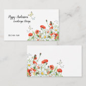 ケシ類、野の花、蝶 名刺 (正面/裏面)