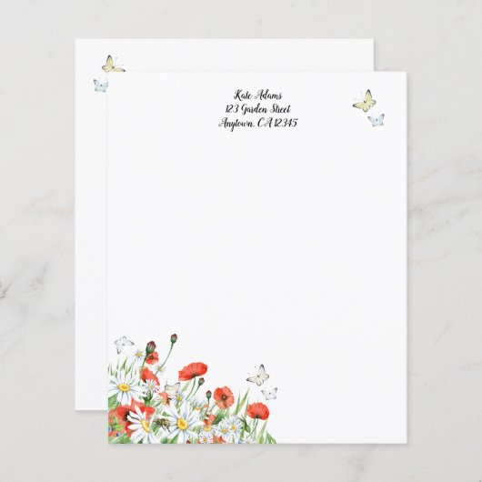 ケシ類、野花、蝶の文房具 (正面/裏面)