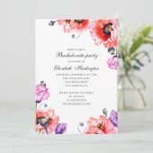 ケシ。水彩赤フローラバチェロレッテ 招待状 (スタンド正面)