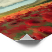 ケシ、虹、ふっくらした雲 ポスター (角)