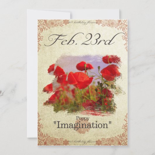 "ケシ" 2月23日の誕生日の花 カード (正面)