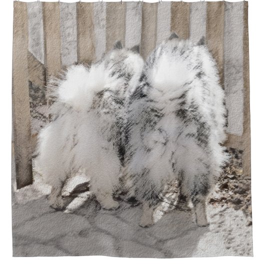 ケスホンズアットザゲート絵画ズ – オリジナルドッグアート シャワーカーテン (正面)