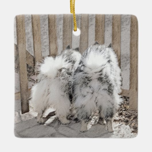 ケスホンズアットザゲート絵画ズ – オリジナルドッグアート セラミックオーナメント (正面)