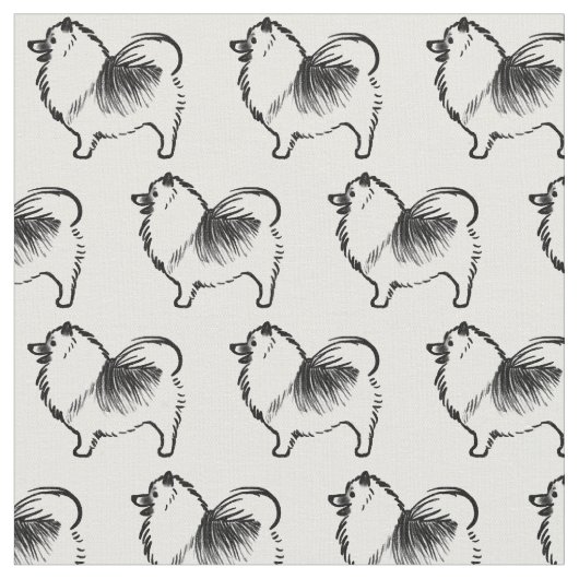 ケスホンド犬の白黒 ファブリック (クローズアップ)