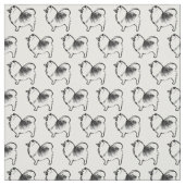 ケスホンド犬の白黒 ファブリック (見本)