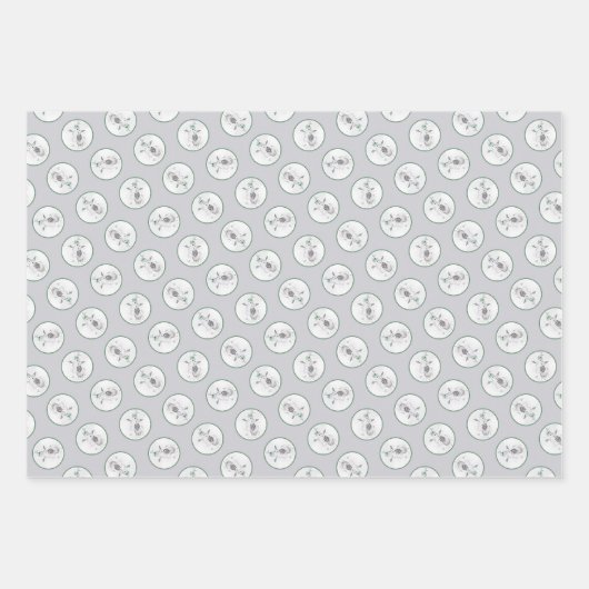 ケスホンド絵を描のクリスマス雪だるまペットドッグアート ラッピングペーパーシート (正面3)