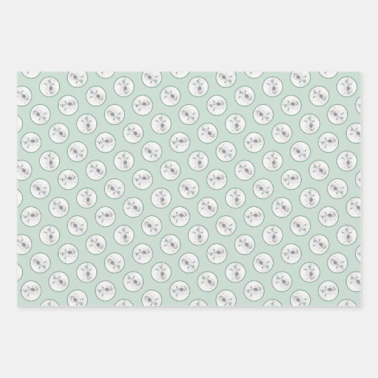 ケスホンド絵を描のクリスマス雪だるまペットドッグアート ラッピングペーパーシート (正面)