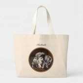 ケスホンド絵を描の遊び時間かわいいオリジナルドッグアート ラージトートバッグ (正面)
