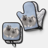 ケスホンド絵を描の2ケスホンデンオリジナルドッグアート 鍋つかみ&鍋敷きセット (正面/裏面)
