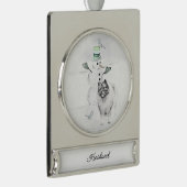 ケスホンド雪だるま絵画ズ・ドッグアート シルバープレートバナーオーナメント (右)