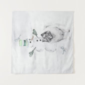 ケスホンド雪だるま絵画ズ・ドッグアート タペストリー (正面)