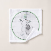 ケスホンド雪だるま絵画ズ・ドッグアート バスタオルセット (ウォッシュタオル)