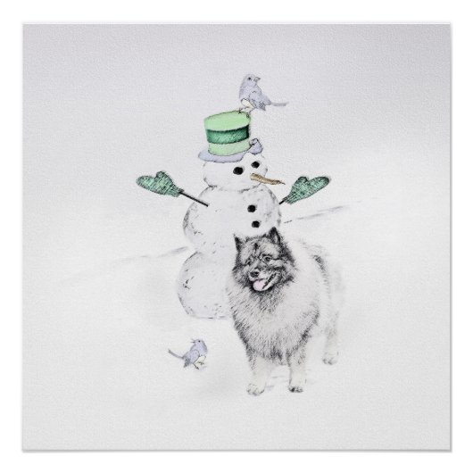 ケスホンド雪だるま絵画ズ・ドッグアート ポスター (正面)