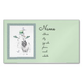 ケスホンド雪だるま絵画ズ・ドッグアート マグネット名刺 (正面)