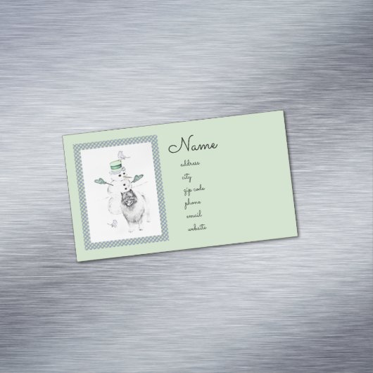 ケスホンド雪だるま絵画ズ・ドッグアート マグネット名刺 (インサイチュ)