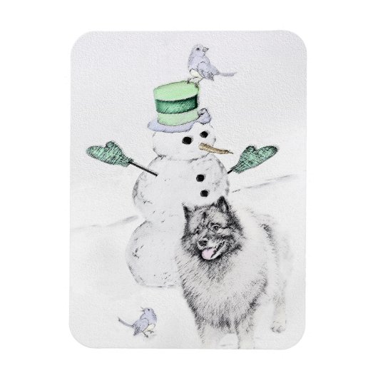 ケスホンド雪だるま絵画ズ・ドッグアート マグネット (縦)