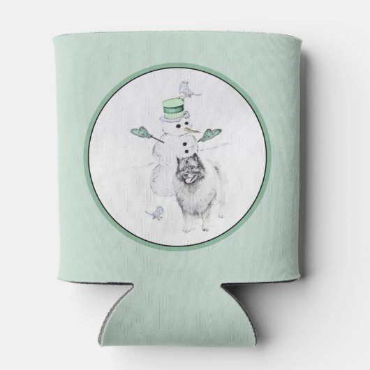 ケスホンド雪だるま絵画ズ・ドッグアート 缶クーラー (裏面)