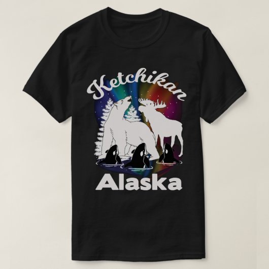 ケチカンアラスカAurora Borealis Bear Orca Moose S Tシャツ (デザイン正面)