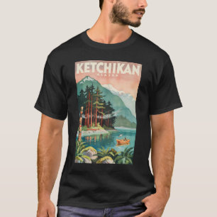 ケチカン アラスカ 河川 イラスト 旅行 アート Tシャツ