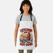 ケチャップおもしろいとホットドッグ漫画レトロフードアート エプロン (インサイチュ)